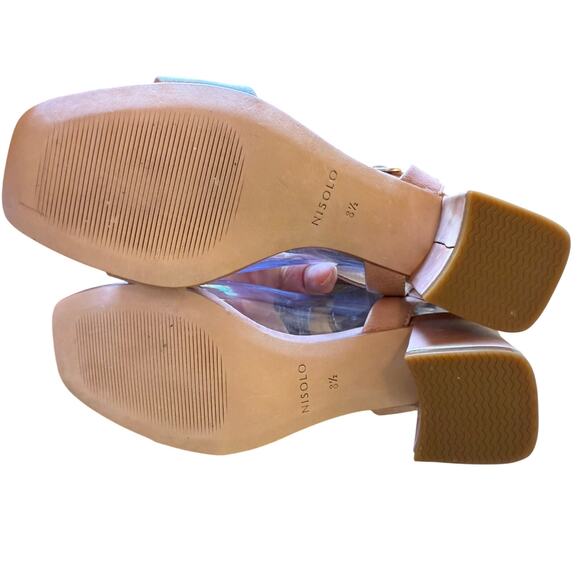 Nisolo Sz 8.5 Women's Leather Block Heeled  Adjustable Ankle Strap in Pink NEW! - Picture 7 of 9